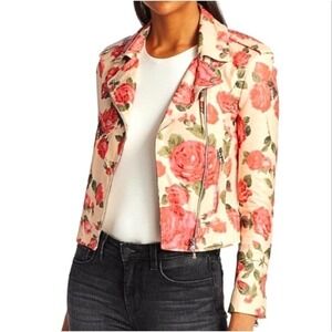 NWT | L’AGENCE‎ 100% Genuine Leather Floral Biker Jacket in Dawn Rosewood